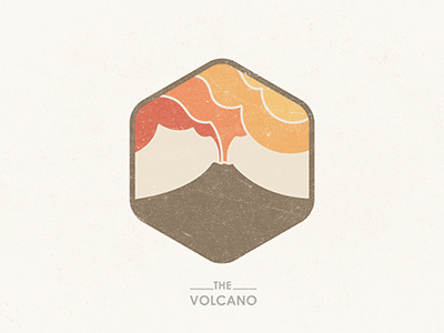 The Volcano badge brand branding colors design earth fire hexagon icon identity illustration lava logo mark mountain texture type vector volcano yp © yoga perdana
