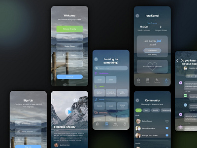 Meditation app design calm meditation mobile app mobile application mobile ui music relax ui ui design uiux uxdesign