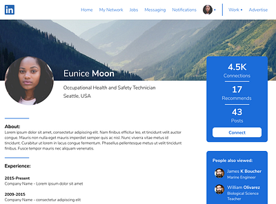 Daily UI #6 User Profile Page app dailyui design linkedin ui ux webdesign