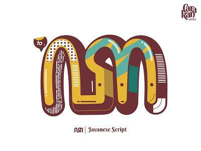 Javanese Script - "Ta" colorful design illustraion java script typography vector