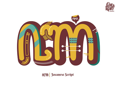 Javanese Script - "Nya" colorful design illustration java script typography vector