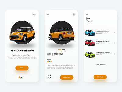 Minicar App Design app app design appdesign dailyui design minimal ui uidesign uidesigner uiux uiuxdesign ux