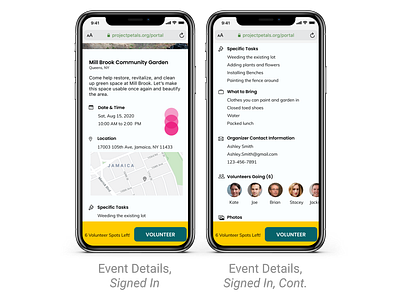 Volunteer Portal - All the Details bright colorful event ui ux volunteer