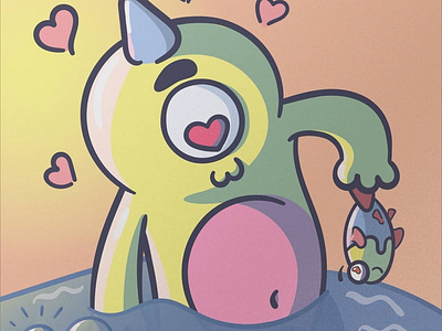Love Story character minimal monster noise sea sticker vector