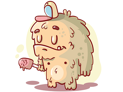 Bubblegum monster with ice cream bubblegum character flat graffiti icecream illustration illustrator monster vector