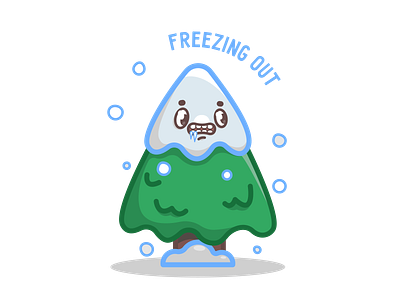 Freezing Out character christmas christmas tree cold freezing illustration vector