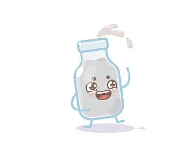 Tasty Milk bottle cartoon character cow drink flat funny glass illustration joke kids laugh mascot milk milky way minimalist tasty vector white