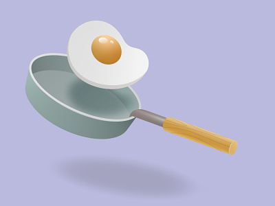 Scramble eggs on pan blue breakfast design egg fire flat food good illustration omelette pan scramble eggs tasty vector yellow