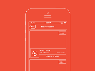 New Releases - iOS Wireframe app concept ios music psd wireframe