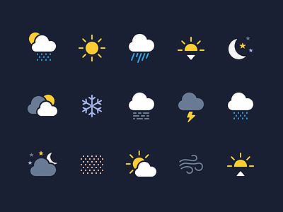 Weather Icons (Made with Figma) app cloud ios rain solid sun ui ux vector weather weather icons