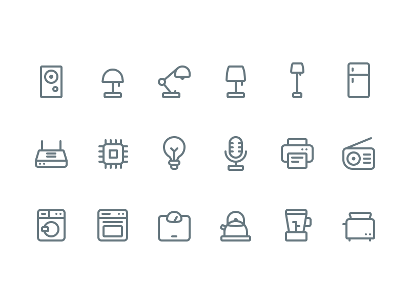🏡 Appliance Icons (Made in @figmadesign) appliance figma home iconography icons lamp lowprofile printer router speaker ui ux