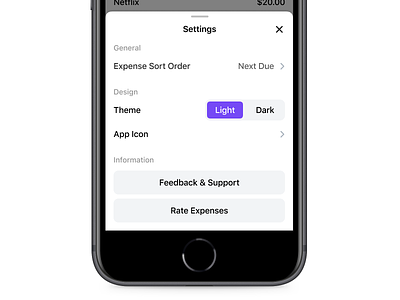 Expenses 💰💸📱 - Settings Interface app design free free app icon icons ios sale settings settings page ui ux