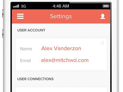 iOS App Settings Interface Concept app application batch concept connections design face flat icon ios iphone menu social ui ux web app