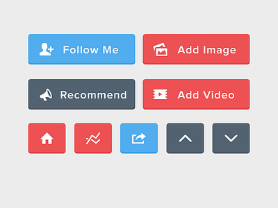 Flat UI Buttons (PSD Included) buttons down flat follow free freebie home image psd share ui up video