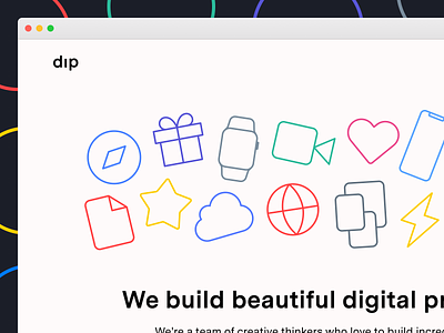 Dip Website Teaser agency brand design icons studio web website