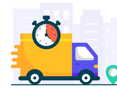 Delivery delivery van illustration location quick delivery time vector