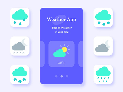 Weather App Icons cloud cloudy cold icons illustration rain snow vector weather weather app weather forecast