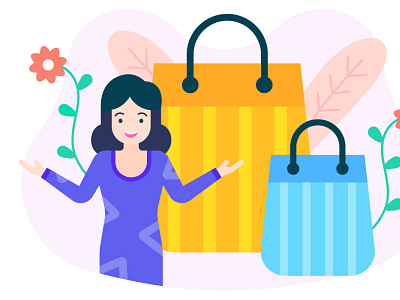 Shopping art avatar buy discount female illustration purchase shopping shopping app shopping bag vector