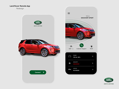 Land Rover Remote App( Redesign) app design car landrover mobile app rangerover redesign remote ui uxui