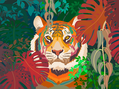 The Tiger animal color illustrator tiger vector wallpaper wild