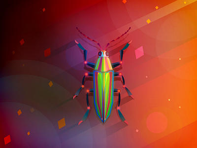 On the glass beetle buprestidae color illustrator insect vector