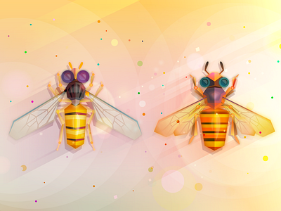 The real and the fake bee color flowerfly illustrator insect vector