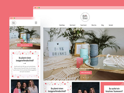 DIY and Drinks Website booking system brand design creative workshops diy munich responsive design uxui design web design