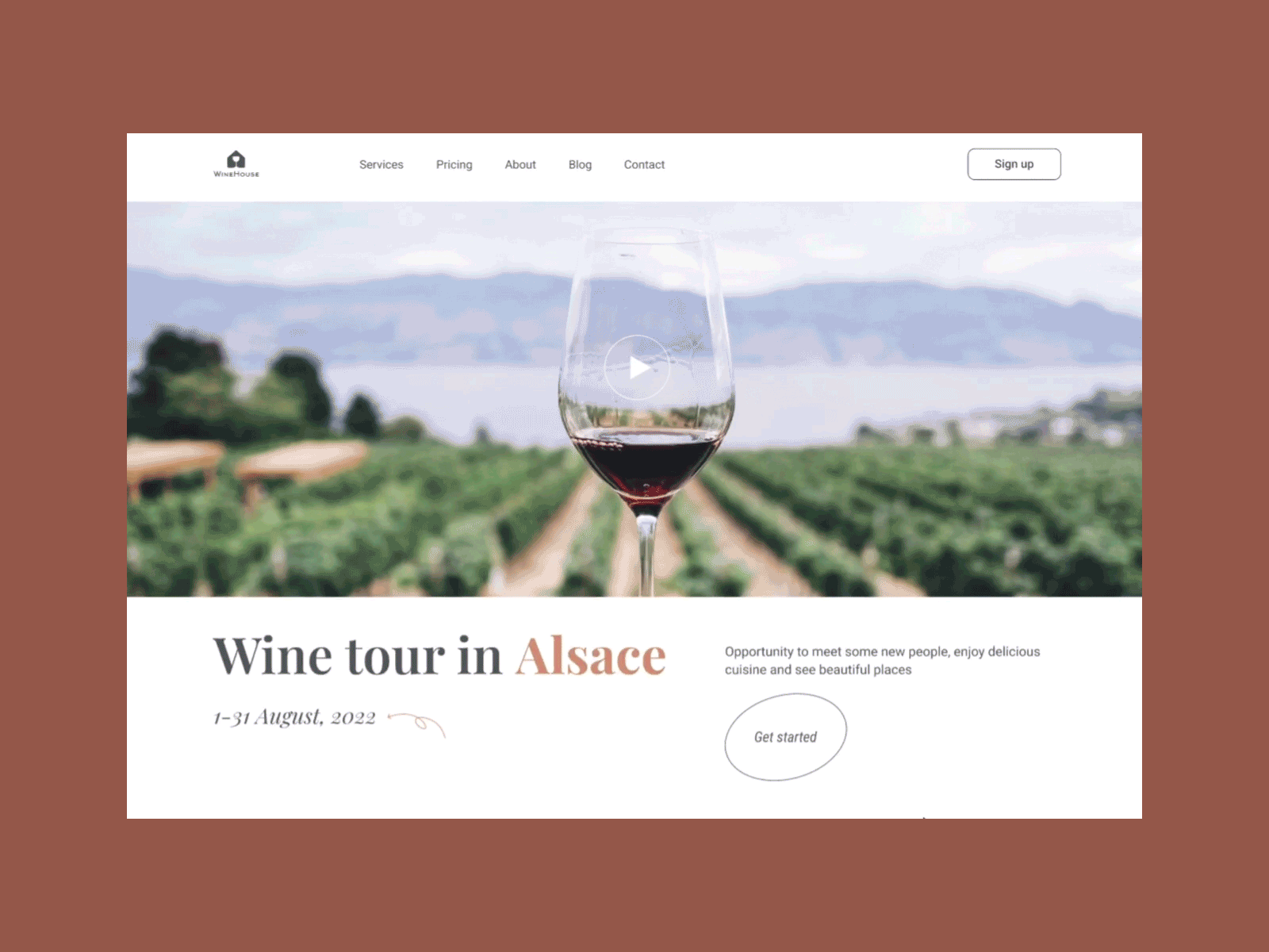 Wine tour concept alsace bottle design figma france landingpage photoshop tilda tour ui ux webdesign wine wineglass