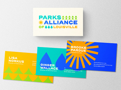 Parks Alliance of Louisville Business Cards brand identity branding colorful design designer geometric geometry graphic graphic design illustration logo louisville minimal minimalist nature retro simple typography vintage