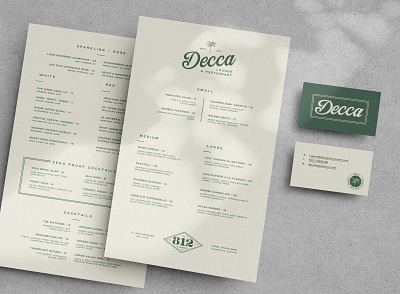 Decca Menus branding business card collateral design designer graphic graphic design identity illustration logo louisville menu restaurant retro stationary typography
