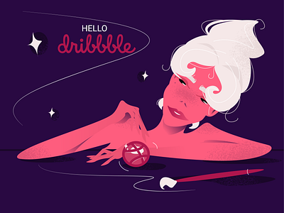 Hello! Dribbble character debut debutshot design figma hello dribbble illustration krivaya vector