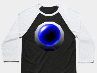 Glass ball with a heart in the middle on a baseball t-shirt