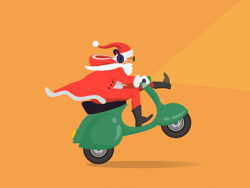 Scooter Santa animation christmas gif holiday loop santa tbnt
