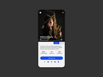 Daily UI 006 - User Profile app dailyui music saxophonist ui userprofile