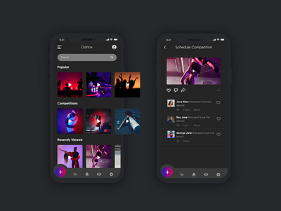 Dance App Dark UI Concept app branding design flat graphic design minimal typography ui ux