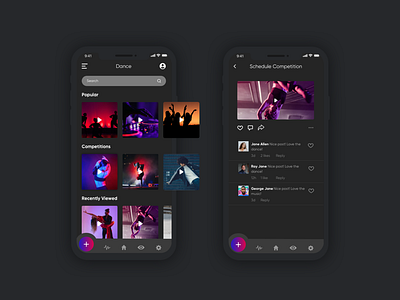 Dance App Dark UI Concept