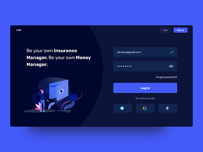 UI For Login dark mode dark theme design login page login screen ui ux welcome page