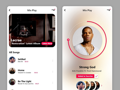 Music App UI Design. Designed with Adobe XD