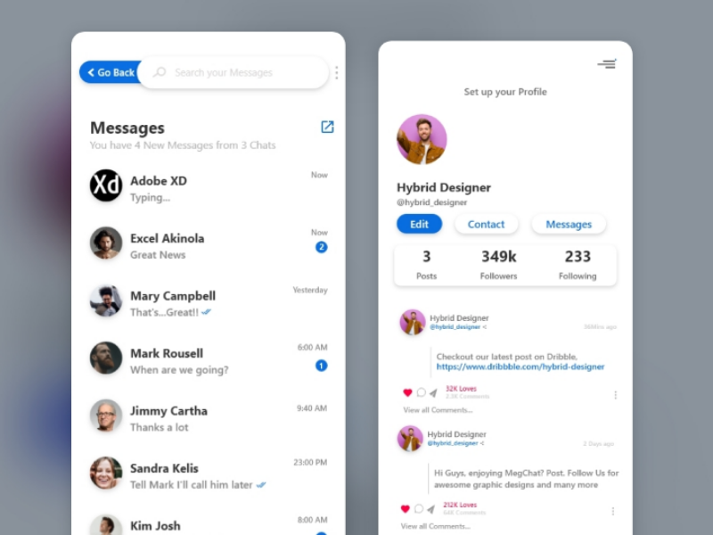 Social Media Ui By Hybrid Designs On Dribbble