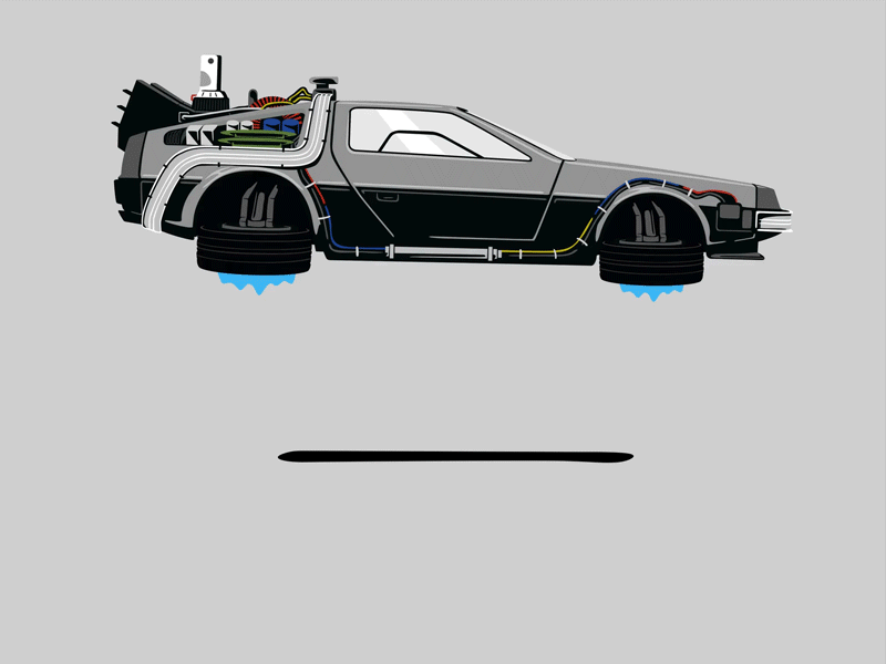 Back To The Future Delorean - Movie Cars #1 adobe after effects adobe illustrator animation back to the future cars delorean flat flying illustration landing minimal movies vector