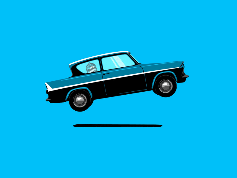 Ford Anglia - Movie Cars #2 adobe after effects adobe illustrator animation cars flat ford anglia harry potter hedwig hover illustration minimal movies vector