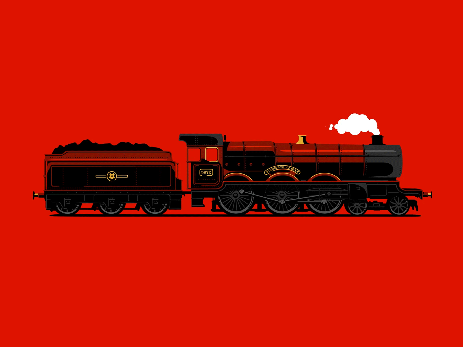Hogwarts Express Harry Potter - Movie Cars #6 adobe after effects adobe illustrator animation cars express flat harry potter hogwarts illustration minimal movies steam train vector