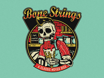Bone Strings guitar ice cream skull string vector vintage