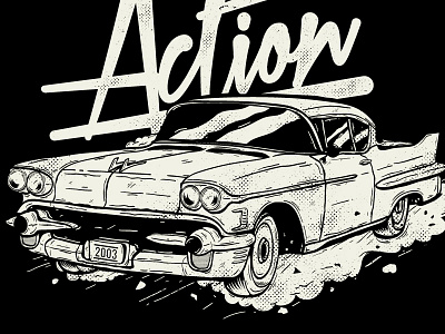Cadillac action black cadillac car grunge illustration shirt speed vector