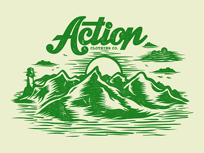 Mountains apparel illustration illustrator lighthouse shirt vector wacom
