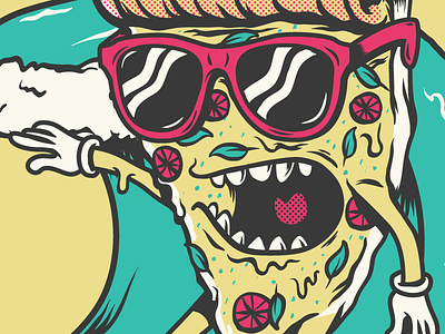 Pizzzza hungry illustrator margherita pizza shades slice surf vector wave