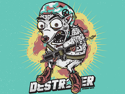 Destroyer apparel crazy explosion hedgehog illustration opening rambo soldier war ways