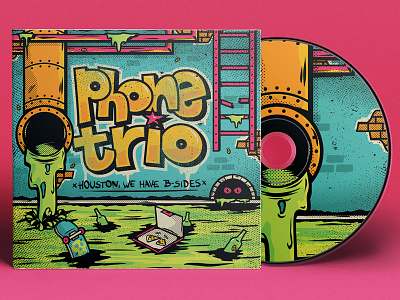 Phone Trio - Houston, we have b-sides album band bottle cover custom type merch pizza pop punk sewer skateboard