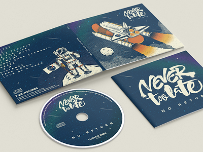 Never Too Late - No Return album cover astronaut challenger halftone merch never too late pizza pop punk space vector