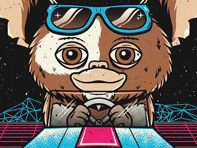 Gizmo Driver pt.2 80s gizmo gremlins halftone mogwai old school space vector virtual breed